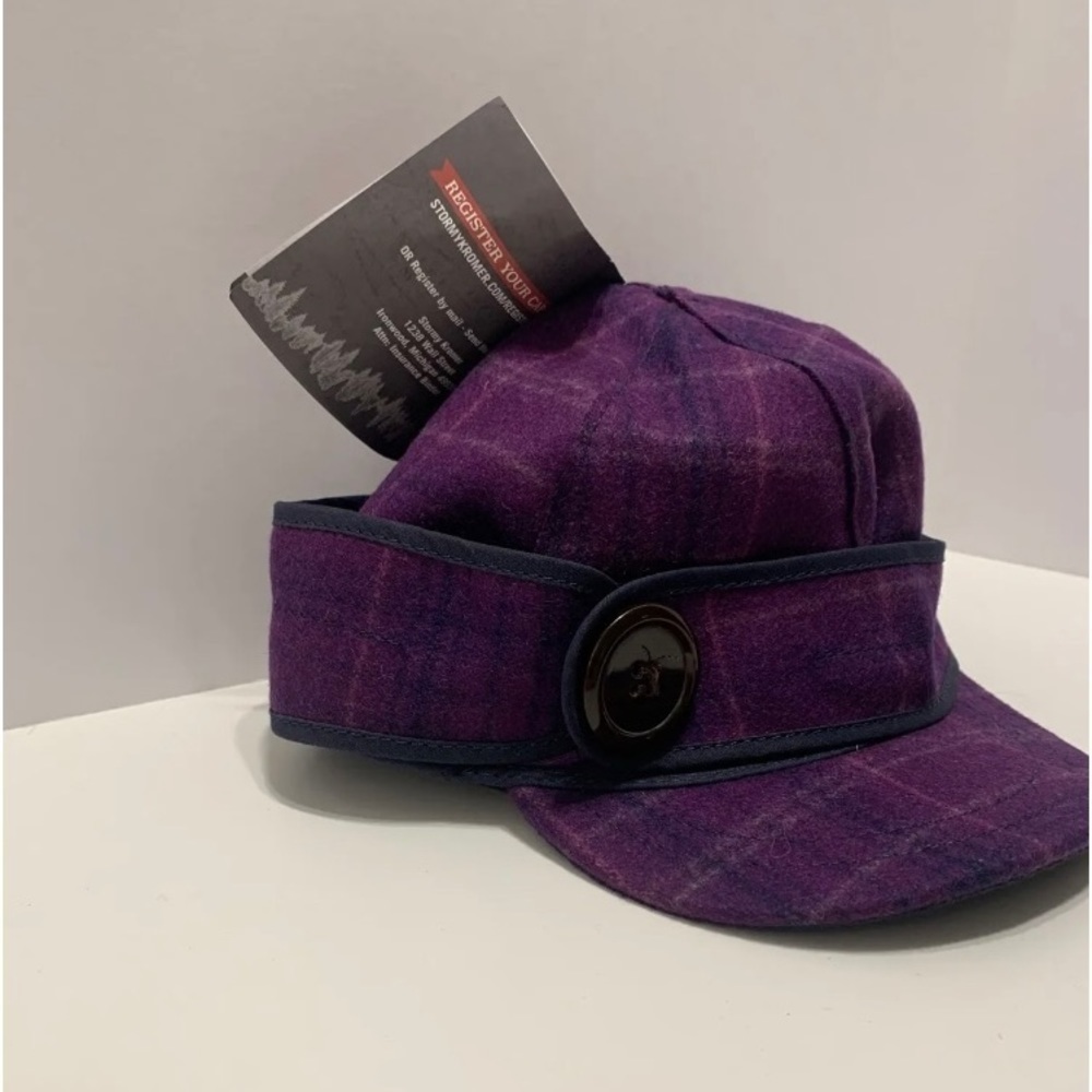 Hat Stormy Kromer Women Size 7 3/8” Hat Wool NEW Purple Plum Cap Button Up Nylon